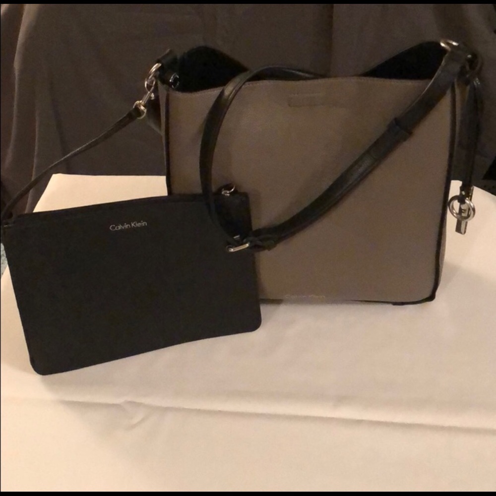 Calvin Klein reversible bag and wristlet